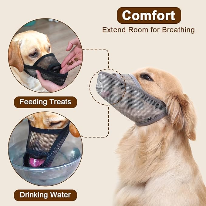 Crazy Felix Nylon Dog Muzzle for Small Medium Large Dogs Dachshund Beagle Poodle Labrador, Air Mesh Breathable and Drinkable Pet Mouth Guard for Anti-Biting Chewing Scavenging (XXS, Black)