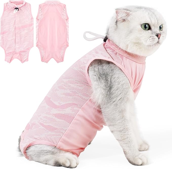 Cat Recovery Suit Cat Onesie for Cats After Surgery, Breathable Cat Surgery Recovery Suit Female for Abdominal Wounds, Kitten Recovery Suit E-Collar Alternative Cat Onesie After Spay Anti Licking