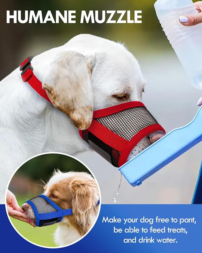 Dog Muzzle, Soft Air Mesh Muzzle for Small Medium Large Dogs Anti Biting Barking Chewing, Breathable Drinkable Adjustable Loop Pets Muzzle for German Shepherd Husky Labrador Retriever (Red,S)