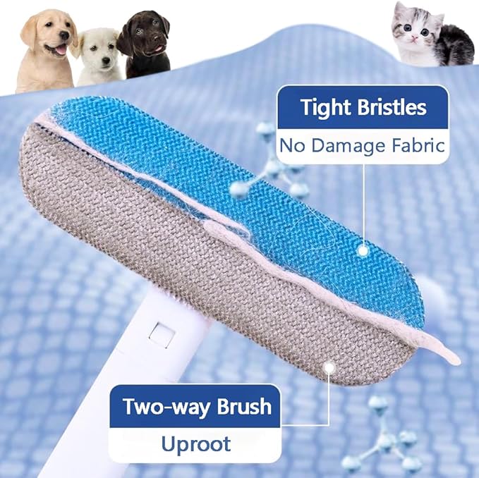 Pet Hair Remover for Furniture, Reusable Multifunctional Cat and Dog Hair Removal Tool, 17-Inch, Extra Long Handle, Gentle on Couch, Carpet, Clothes, Bedding, Tile, Car Seats