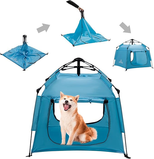 Outdoor Waterproof Pet Automatic Camping Tent, Pop up Cave Bed for Indoor Cats and Small Dogs, Portable Cat House Dog House, Sky Blue.
