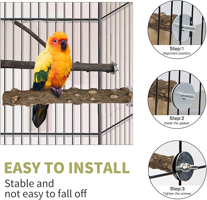 Bird Toys, Natural Parrot Toys for Small Macaws, Budgies, Lovebirds, Finches, Small and Medium Sized Birds Peppercorn Wood Apple Tree Perch Wood Set