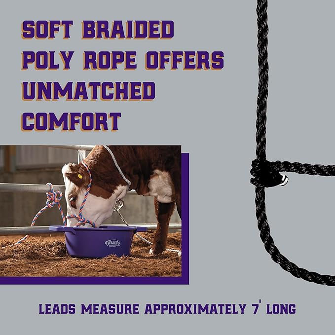 Weaver Leather Livestock Cattle Poly Rope Halter Black