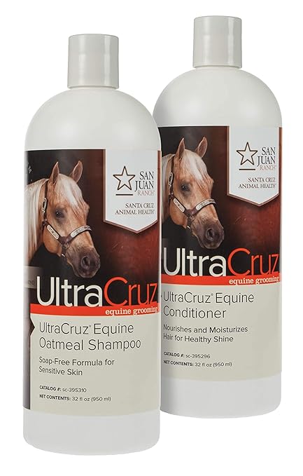 UltraCruz Equine Oatmeal Horse Shampoo and Conditioner Bundle, 32 oz Each
