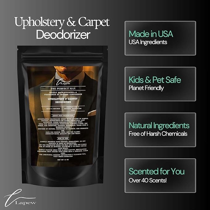 The Perfect Man Carpet Freshener Powder: Powerful Odor Eliminator for Home, Upholstery Deodorizer, Carpet Deodorizer, Pet Urine, Cat Litter Box - The Perfect Man Fragrance.
