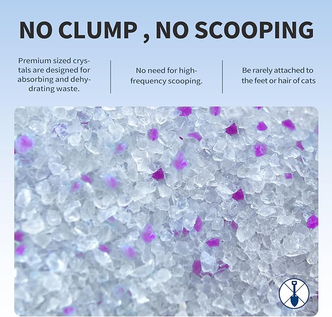 Cat Litter Crystals No Clumping Odor Control Kitty Litter Non-Clumping No scooping Low Dust, Low Tracking, Dehydrates Waste Lavender - 17.2 lbs (4 x 4.3 lb Packs)