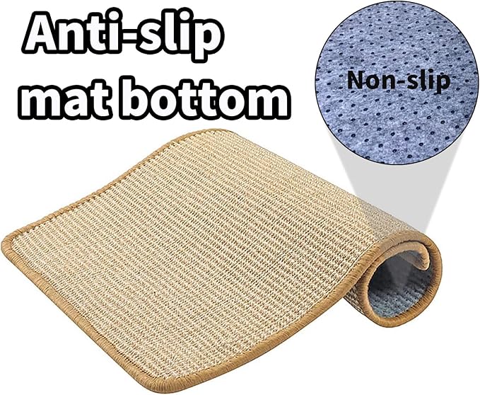 PODOO Bunny Scratch Pads, Sisal Rabbit Scratching Pad, Natural Rabbit Resting Mats for Cages, Forage Grass Mat Indoor Essentials Accessories for Guinea Pig Cat (3Pcs, 15.7x11.8 inches)