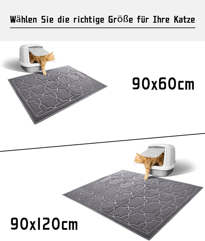 Yimobra Cat Litter Mat, 35.4"x23.6" Litter Box Mat with Litter Lock Mesh, Soft Cat Litter Mat Litter Trapping Mat, Easy to Clean, Non-Slip, Water Resistant, Litter Free Floors, Dark Grey