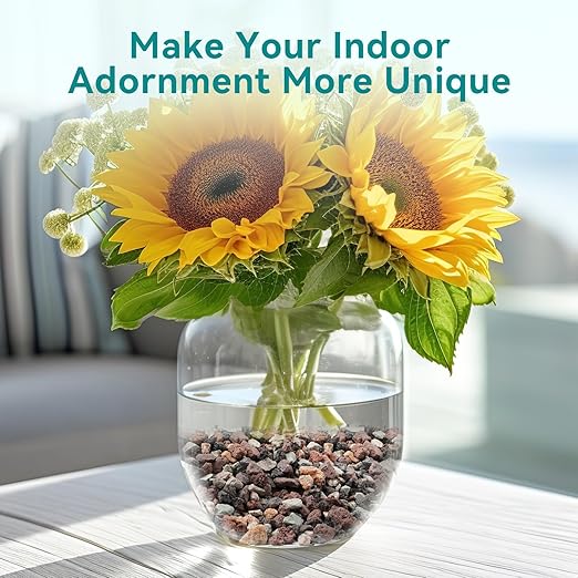 5lbs Terrarium Rocks for Pots Indoor, Succulent, Cactus, Bamboo, Bonsai Tree, 1/5 Inch Rocks for Planters Drainage, Mixed Color Small Lava Rocks for Top-Dressing