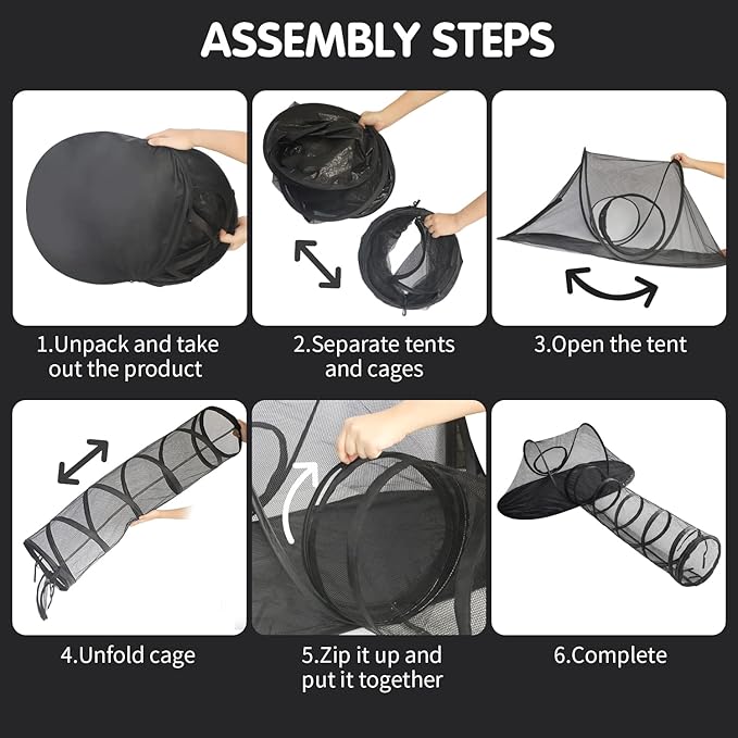 Rest-Eazzzy Cat Tent Outdoor, Pet Enclosure Tent Suitable for Cats and Small Animals, Indoor Playpen Portable Exercise Tent with Carry Bag(Pet Tent& Tunnel) S