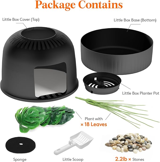 Lifewit 2 Pack Litter Box Cat with Faux Plant & Scoop, Hidden Enclosure Litter Tray with Odor Control & Carbon Filter in Living Room, Bedroom, Corner, Black