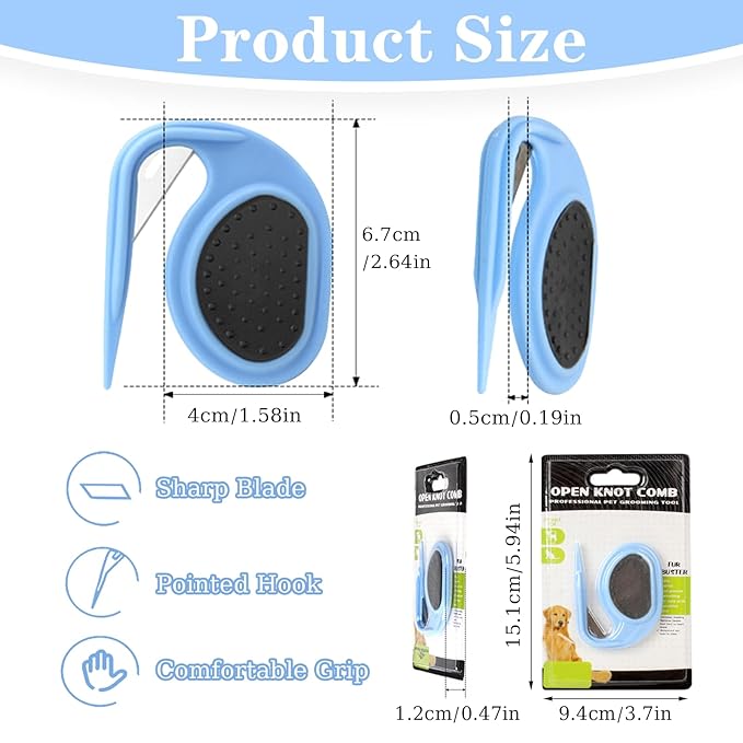 Knotting and Grooming Comb - Multifunctional Pet Hair Removal Tool for Cats, Dogs, Knot Remover and Opener for Loose, Knotted Hair