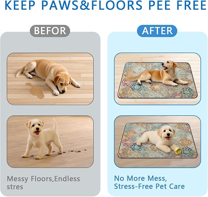 Washable Pee Pads for Dogs 2 Pack, Absorbent Reusable Puppy Pads Waterproof, Leakproof & Non-Slip Whelping Pad, Potty Training Pads for Dogs Playpen Mat 24x36