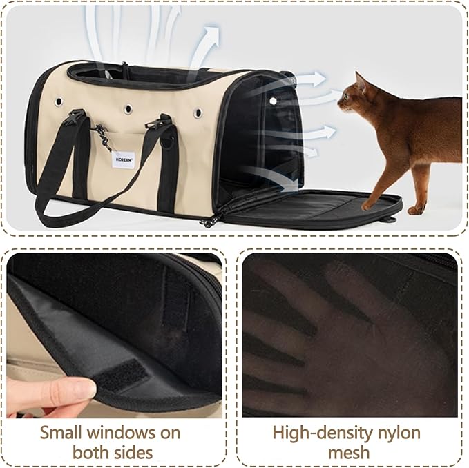 Pet Carrier Bag, Foldable Cat Bag Airline Approved, Soft-Sided Cat Travel Bag, Washable Dog Carrier Privacy Protection for Home Outdoor Travel(M, Blue)