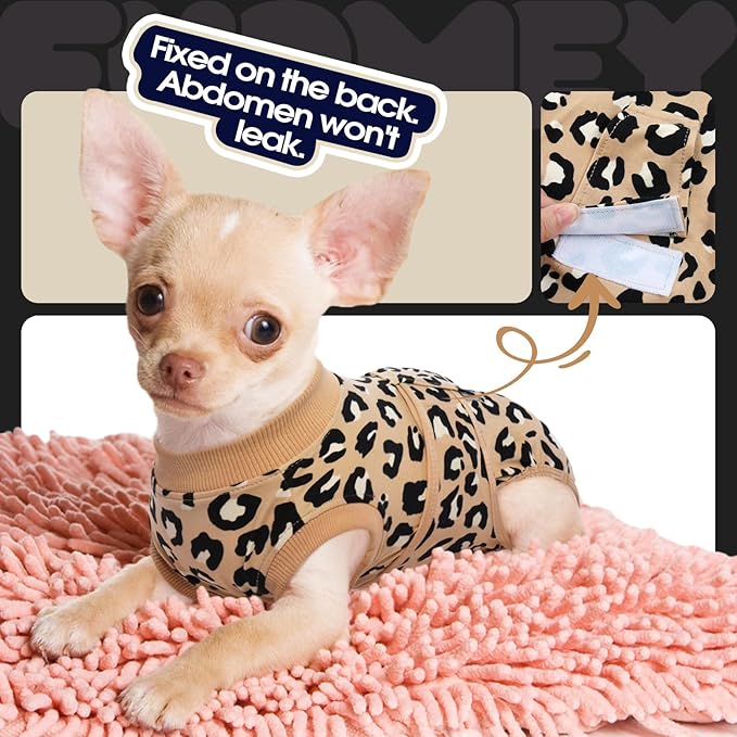 FUAMEY Recovery Suit for Dogs After Surgery,Soft Breathable Dog Bodysuit E-Collar & Cone Alternative Surgical Suit,Male Female Dog Neuter Spay Suits Anti Licking Wounds Onesie Brown Leopard S