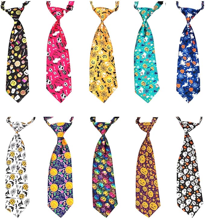 PET SHOW 10pcs Halloween Medium Dog Ties Neckties for Large Dogs Adjustable Holiday Grooming Accessories Neck Ties Bowties Girl Boy Festival Costumes Assorted Puppies Cats Party Favor