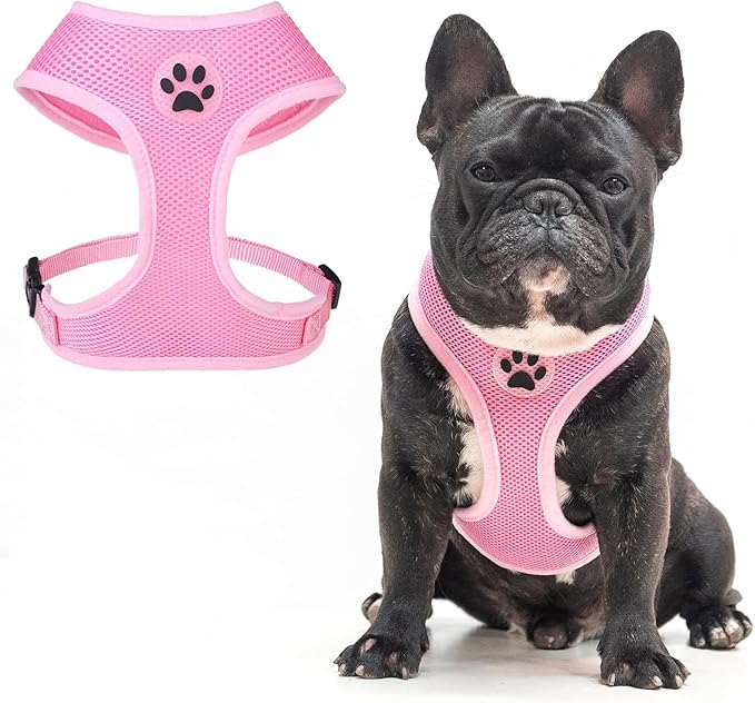 BINGPET No Pull Dog Harness,Soft Mesh Breathable All Weather Vest Harness,Safety Protection Design Durable Adjustable Step-in Easy Walk Dog Harness for Small Medium Large Dogs(LightPink,XL)