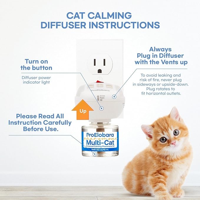 Cat Calming Pheromone Diffuser: Cat Calming Pheromones Diffusers - Reduces Stress & Anxiety with Calming Pheromones