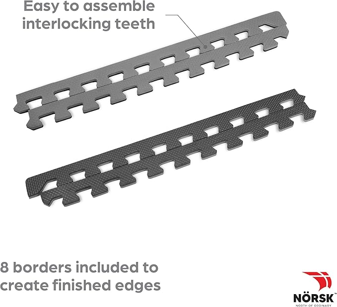 Norsk Multi-Purpose Reversible Floor Mats - EVA Interlocking Foam Tiles (Gray/Black 24 Tiles - 96 sq. Ft. 1/2" Thick)