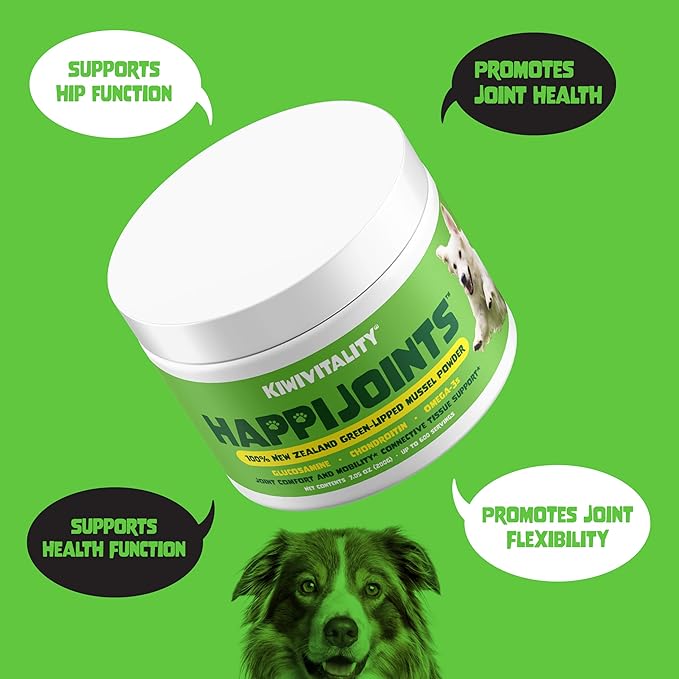 Green Lipped Mussel Powder for Dogs & Cats - Premium Hip & Joint Support for Joints, Tendons, Ligaments (200 Grams, Up to 600 Servings)
