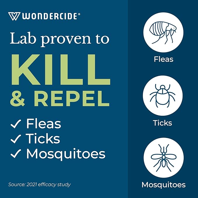 Wondercide - Flea, Tick & Mosquito Spray for Dogs, Cats, and Home - Flea and Tick Killer, Control, Prevention, Treatment - with Natural Essential Oils - Pet and Family Safe - Peppermint 128 oz