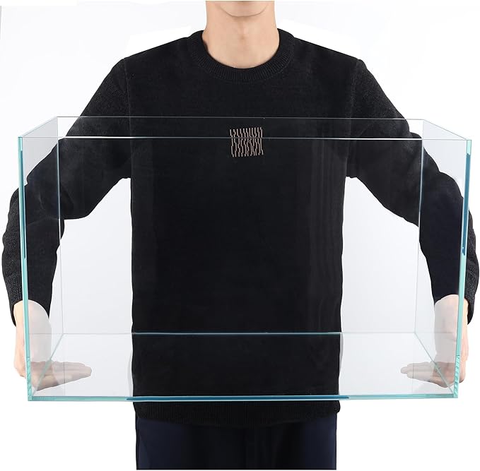 Ultra Clear Rimless Low Iron Glass Aquarium Tank (W23.62×D11.81×H14.17 inch(60x30x36cm)) 6mm Thickness Include Black Leveling Mat
