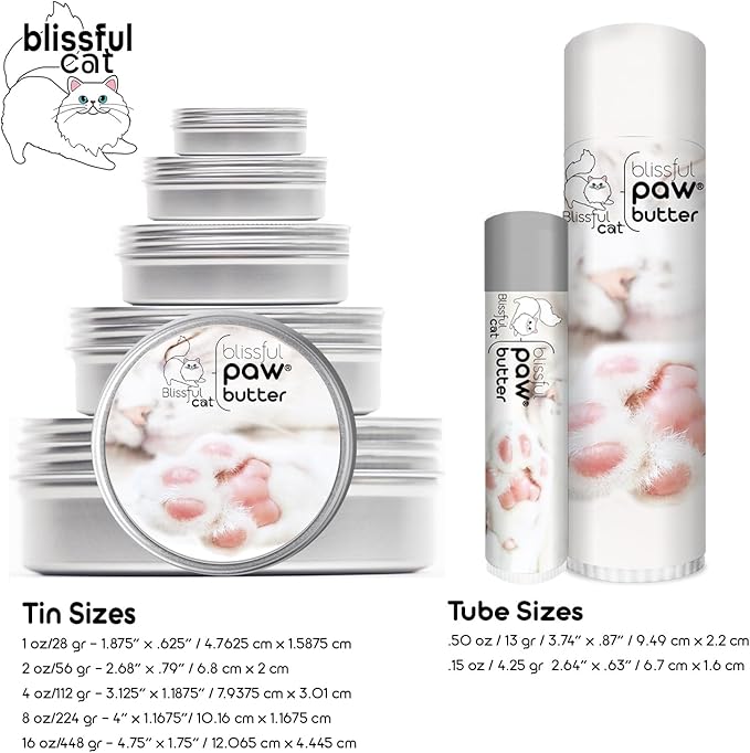 The Blissful Cat Paw Butter, Moisturizer for Dry Paw Pads, Softens and Protects a Rough Paw, Versatile, Lick-Safe Cat Paw Balm, 0.50 oz.