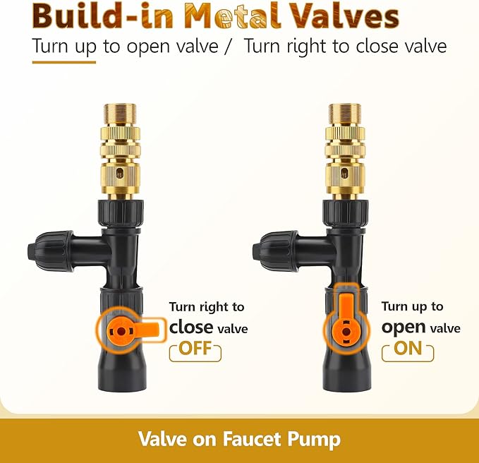 hygger Bucket-Free Aquarium Water Change Kit Metal Faucet Connector Fish Tank Vacuum Siphon Gravel Cleaner with Long Hose 33FT Drain & Fill