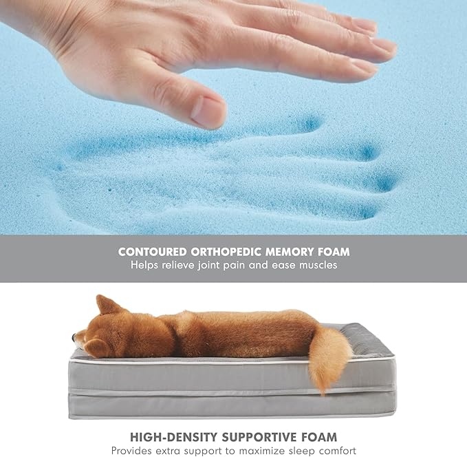 Friends Forever Orthopedic Dog Bed for Extra Large Dogs, Waterproof Memory Foam Dog Sofa Bed XL with Removable Washable Cover, Ally Khaki, 42x32x7