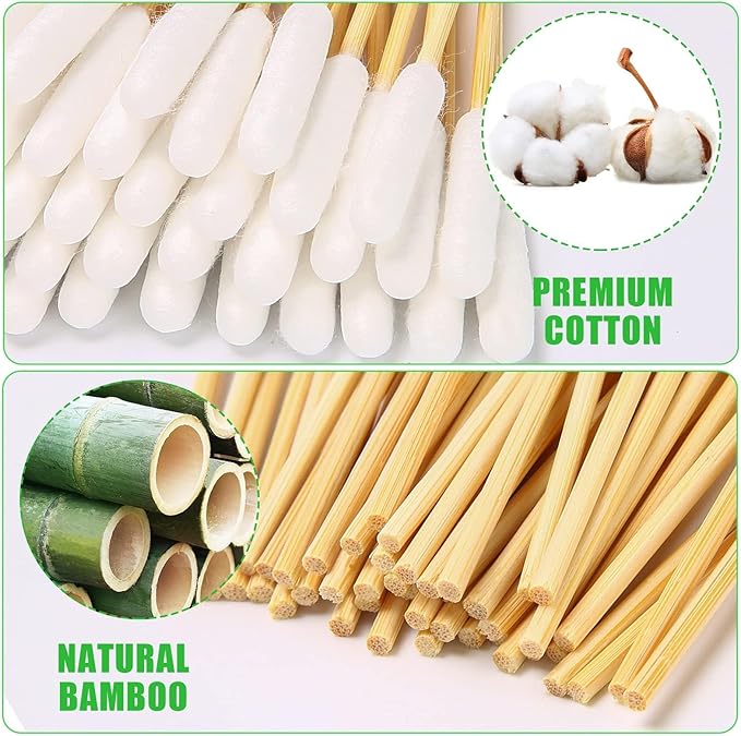 Long Cotton Swabs for Dog Ear Cleaning, 800pcs, 4.7 Inch Biodegradable Cotton Tips, Eco-Friendly Bamboo Cotton, Pet Ear Care & Wound Treatment, 16 Resealable Bags