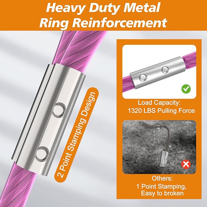 Tresbro 50 FT Dog Tie Out Cable with Spring, Shock Absorbing Tether Chains for Outside Aavilable in 10/15/20/25/30/40/50/70/100/120 FT, Heavy Duty Leads for Yard for Medium & Large Dogs Up to 500 LBS