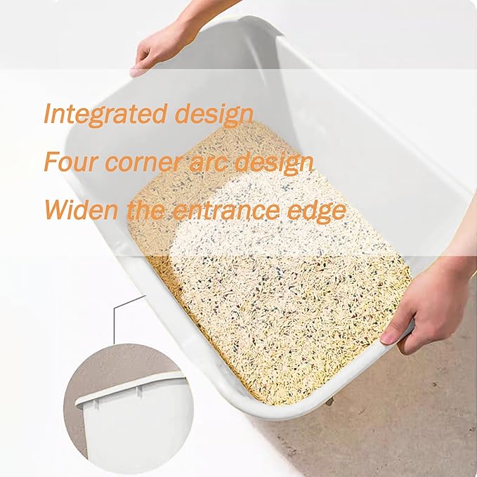 Vealind 2 Extra Large Cat Litter Box with High Sides, XL Litter Boxes for Indoor Big Cats, Grey Big Tall Deep High Wall Litter Box for 2 or Multiple Cats