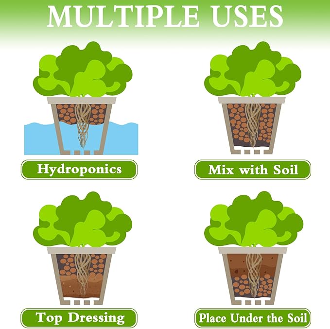 Halatool 16LB Organic Clay Pebbles 4mm-16mm Leca for Plants 100% Natural Lightweight Hydroton Clay Pebbles for Hydroponics Gardening Orchids Drainage Decoration Aquaponics