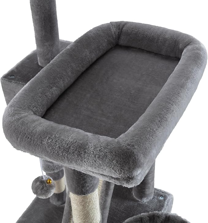 MUTICOR 66 Inches Multi-Level Large Cat Tree Tower for Indoor Big Feline/Cozy Plush Perches/Condo/Sisal Scratching Posts/Hammock and Baskets/Activity Center Play House/Wide Base/Grey