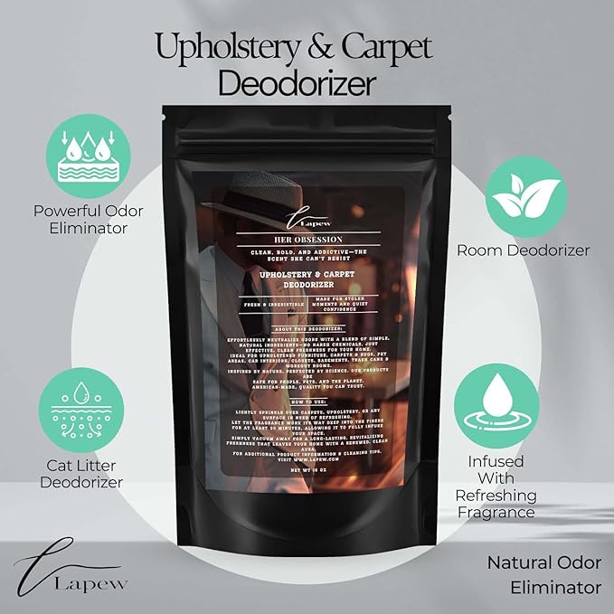 Her Obsession Carpet Freshener Powder: Powerful Odor Eliminator for Home, Upholstery Deodorizer, Carpet Deodorizer, Pet Urine, Cat Litter Box