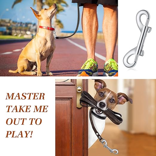 Hotop 80 Pcs 3.5 Inch Double Ended Bolt Snaps Hooks Zinc Alloy Trigger Chain Metal Clips Key Holder for Linking Key Chain Dog Leash Collar Pet Sling Feed Buckets(Silver)