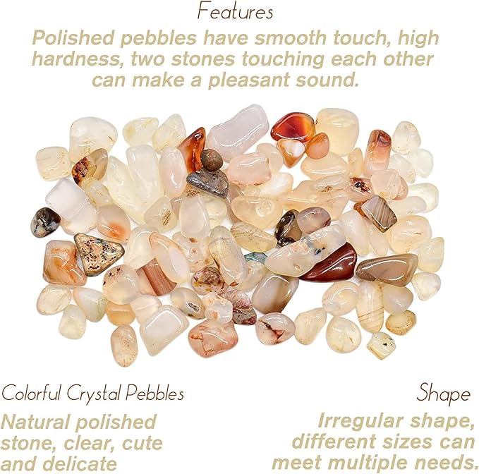 Halatool Crystal Pebbles 6 LB Bulk Bag 0.27"-0.79" Natural Landscaping Pebbles Aquarium Gravel Decorative Polished Stone Suitable for Plants Home Decoration DIY Handmade Fish Tanks Vase Filler
