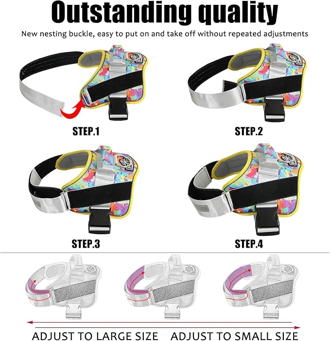 Bolux Dog Harness, No-Pull Reflective Dog Vest, Breathable Adjustable Pet Harness with Handle for Outdoor Walking - No More Pulling, Tugging or Choking (X-Small (Pack of 1), Watercolour)