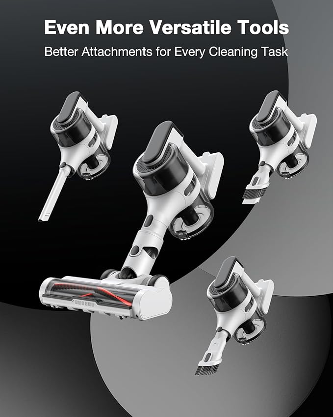 Cordless Stick Vacuum Cleaner for Home, Lightweight Rechargeable Vacuum with 55min Runtime, Powerful Suction, Green LED Headlight, 9-in-1 Pet Hair Carpet & Hardwood Floor Cleaner