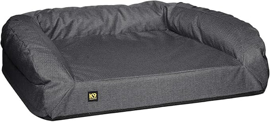 K9 Ballistics Tough Bolster Orthopedic Sofa Dog Bed with Removable Washable Cover - Durable, Water Resistant with Nonskid Bottom - Large, Titanium Premium Finish