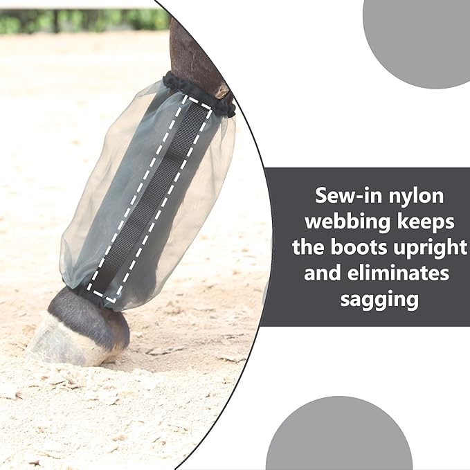 Horse Fly Boots Set of 4, Ultra Lightweight Breathable Mesh Leg Wraps, Non-Slip Fit, Reduce Stomping, Universal Size, Ideal for Summer Grey