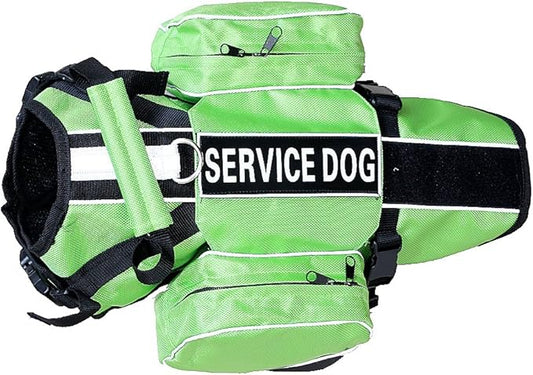 Serijoars Dog Vest Harnesses with Saddlebag Backpack for Camping & Travel - Reflective Hound Hiking Backpack Saddle Bag - Lightweight Vest Harness for Medium & Large Dogs (Green, S)