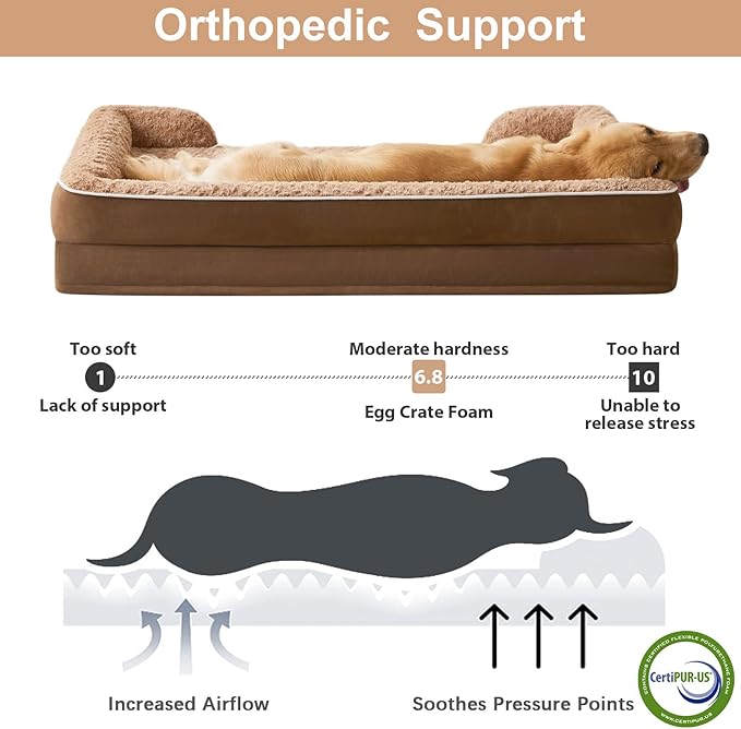 WNPETHOME Dog Beds for Large Sized Dogs, Washable Orthopedic Dog Couch Sofa Bed with Waterproof Lining & Non-Skid Bottom for Pet Sleeping