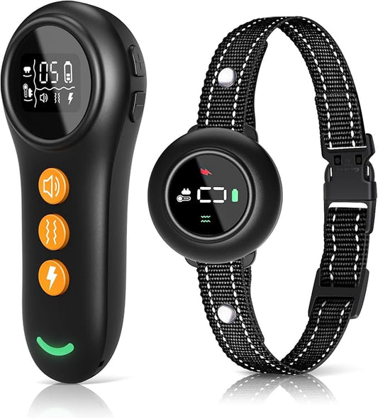 XDX 2-in-1 Dog Shock Collar & Bark Collar – 3300FT Dog Training Collar with Remote, Automatic Anti-Barking, 5 Adjustable Sensitivity Levels, IP67 Waterproof E-Collar for Small Medium Large Dogs