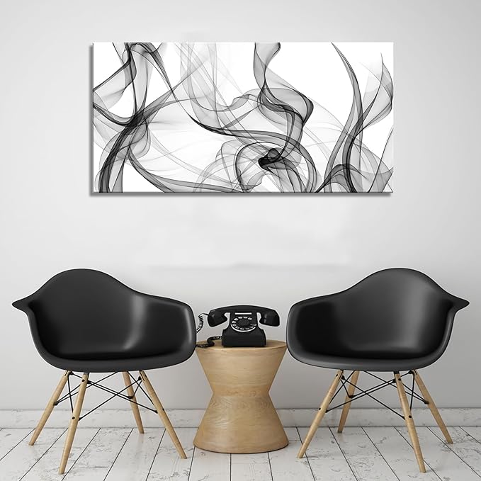 XXMWallArt FC3862 Abstract Wall Art Light Streak Black and White Abstract Line Canvas Wall Art for Living Room Bedroom Bathroom Office Wall Decor