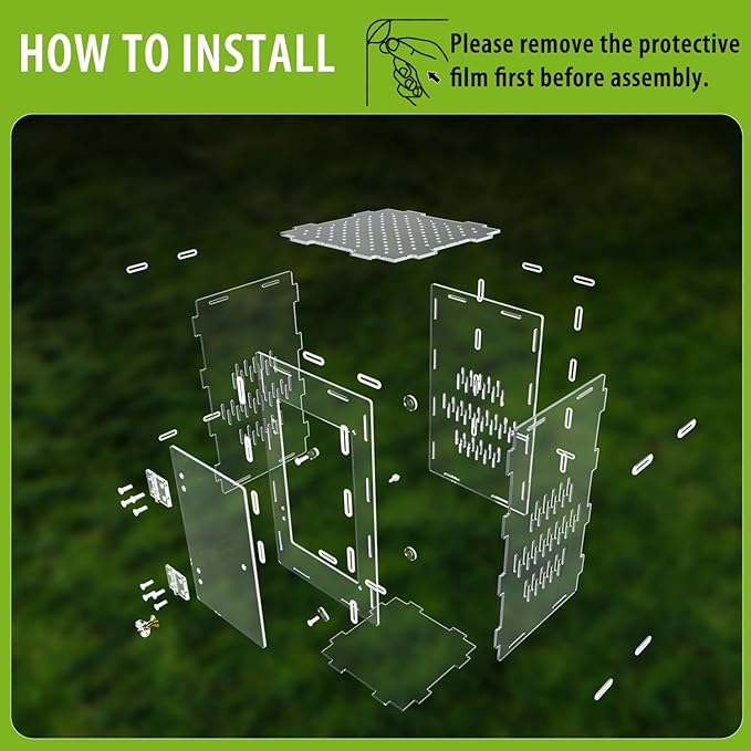 Jumping Spider Enclosure, Large Acrylic Praying Mantis Habitat, 10"*6"*6" Ventilated Insect Terrarium Cage with Front Opening Door for Small Retiles - Arboreal Tarantula, Snails, Bug, Lizard