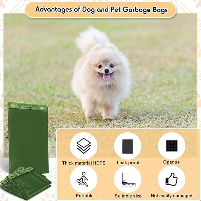 Ireer 5000 Pcs 50 Counts 5000 Pcs Header Bag Bulk Dog Pet Waste Bags Poop Easy Single Pull for Poop Dog Waste Station Fit Hang Hole Dispenser Home Outdoor (Green)