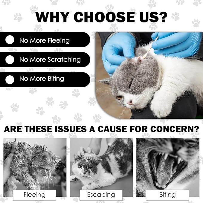 27.6" Cat Grooming Wrap, Self Adhesive Cat Wrap for Cutting Nails, Anti-Escape Calming Cat Swaddle Wrap for Medicine Ear Cleaning, Anti-Scratch Cats Burrito Restraint Blanket, Practical Pet Tool Grey