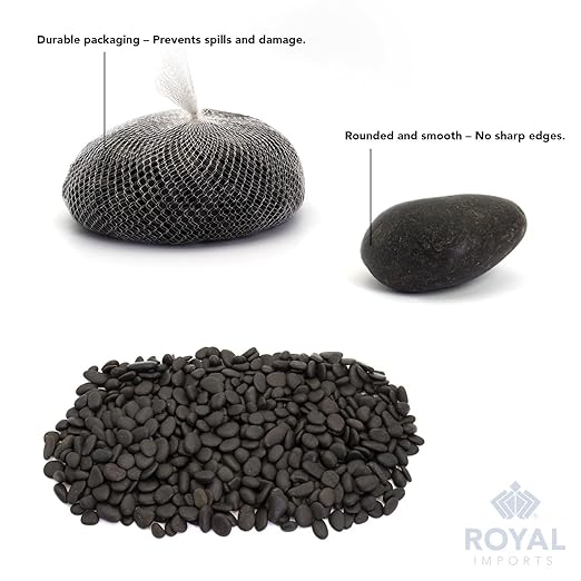 Royal Imports 2LBS River Rocks Decorative Ornamental Pebbles, Garden Landscaping Stones, Gravel Filler for Plants, Vases, Succulents, Home Decor, Aquariums, Crafting, Animal Habitat - Small Black