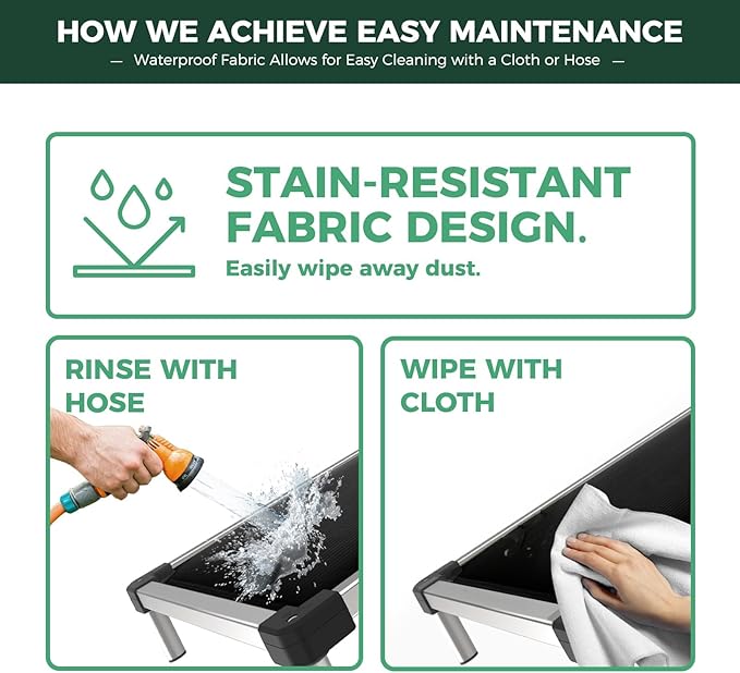 FXW TitanNest Chew-Proof Elevated Dog Bed, Raised Cot for Indoor/Outdoor/Camping Use, Durable & Washable Padded Pet Bed for Large Dogs, 47.0" L x 29.0" W x 7.3" H, Black